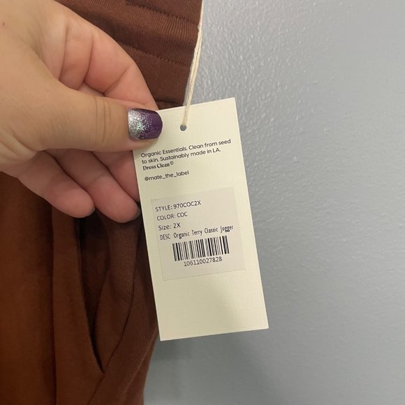 MATE THE LABEL organic terry classic jogger in cocoa 2X - Picture 4 of 7